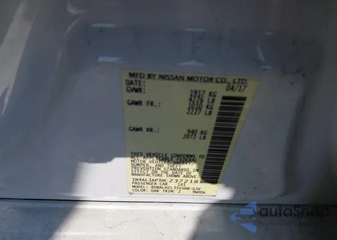 2017 Nissan Altima 2.5 Sr from USA, damaged, VIN 1N4AL3AP3HC237218